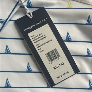 Vineyard Vines Boys' White Polo with Blue Sailboat Design